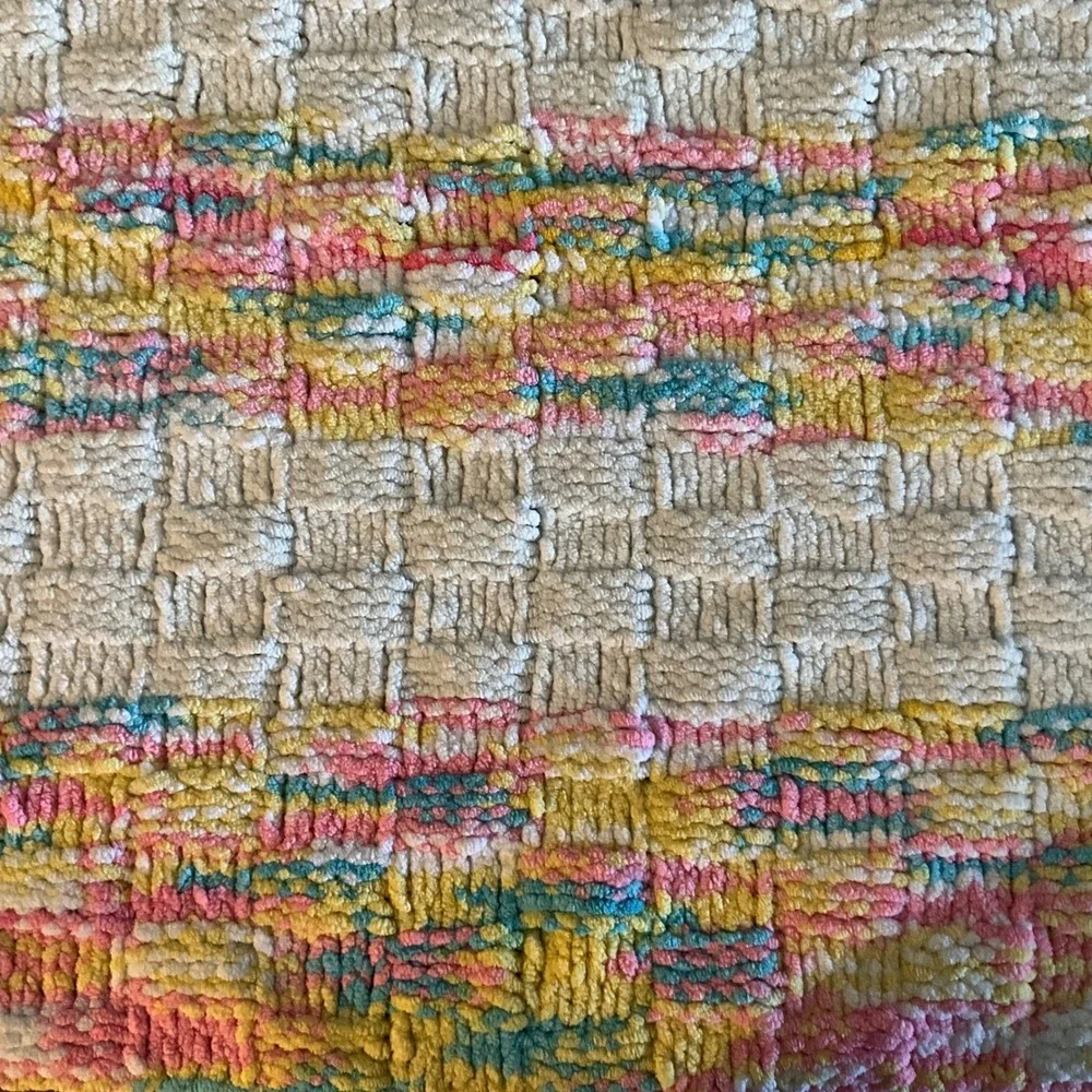Handmade‎ Knit Throw Baby Blanket Pastel Colors Lap Blanket Cozy Soft Granny
